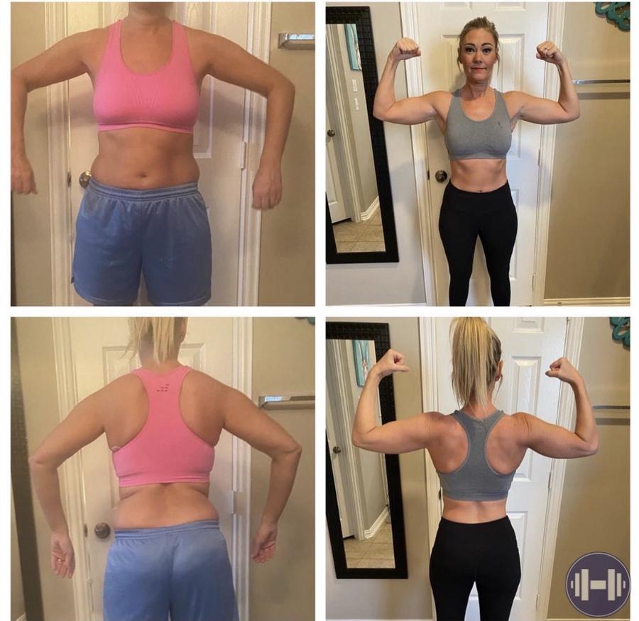 LifeLong Fitness — Client four-panel transformation, front and back