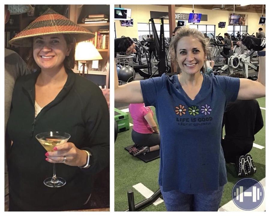 Client transformation from night out to flexing at the gym