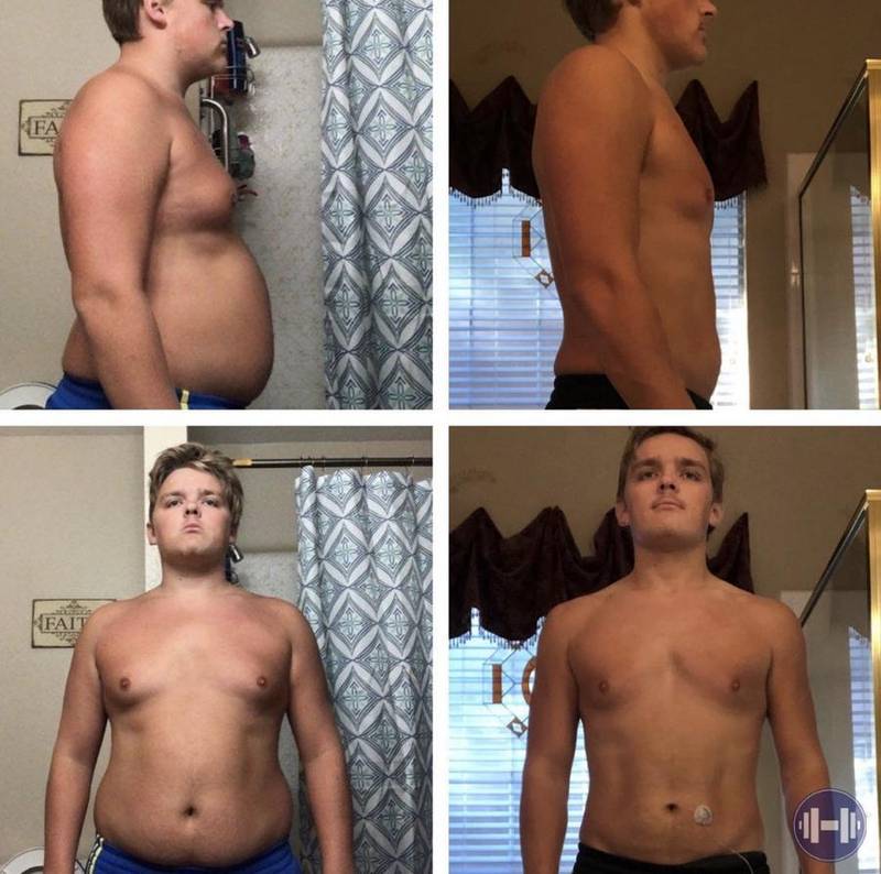 Young client four-panel body transformation